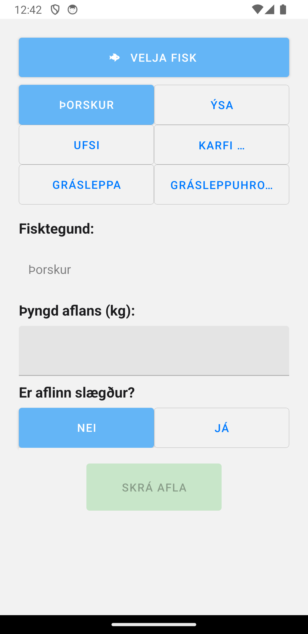 Upplýsingar um fisk